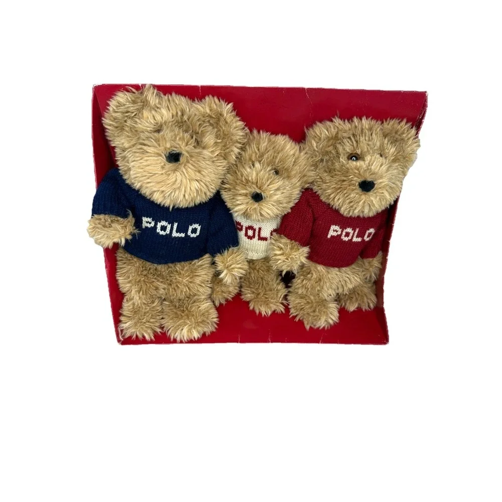 VTG 2002 Ralph Lauren POLO Plush The Bears That Care Red White Blue Sweaters